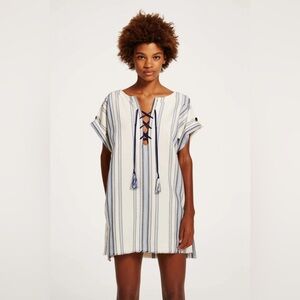 LEMLEM Halima Lace Up Tunic Mini Dress Coverup Size Small